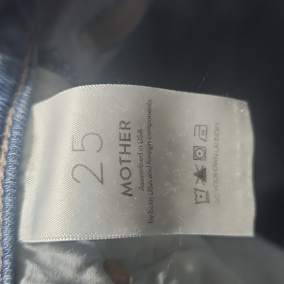 Mother High Waisted Raw Hem Blue Jeans Size 25 - Picture 4 of 9